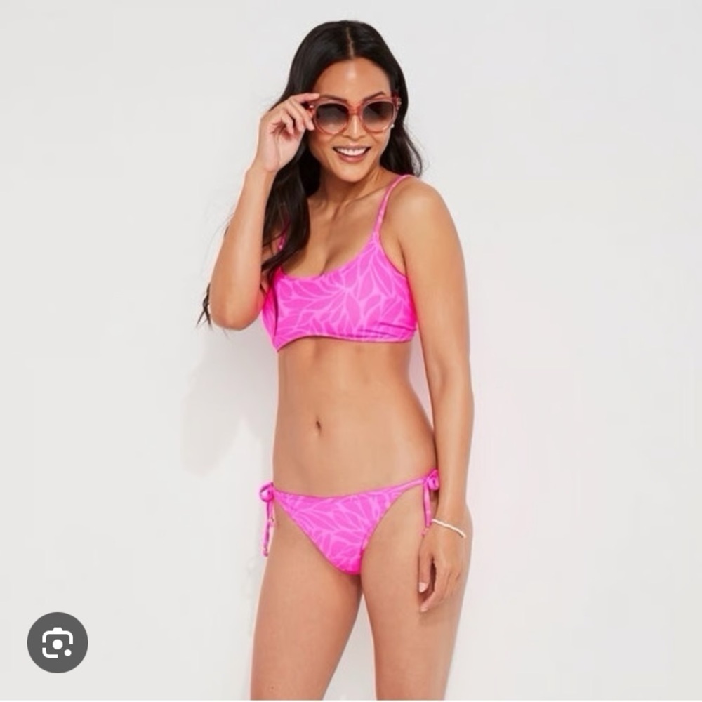 Vineyard Vines NWT Bloom Pink Bikini Set Lace Up Back Size XL